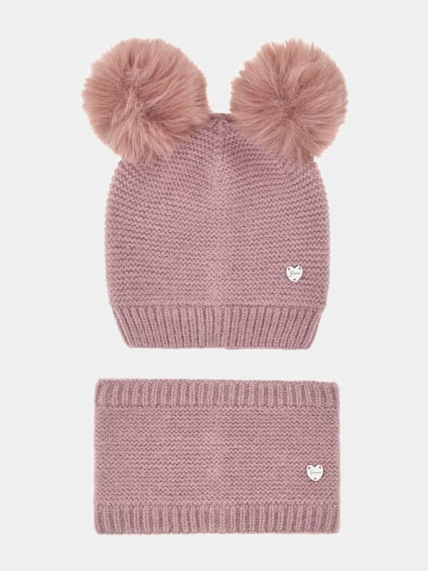 Guess Rib Knit Hat And Neckwarmer Set