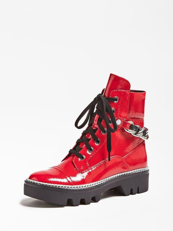 Guess red combat boots Outlet