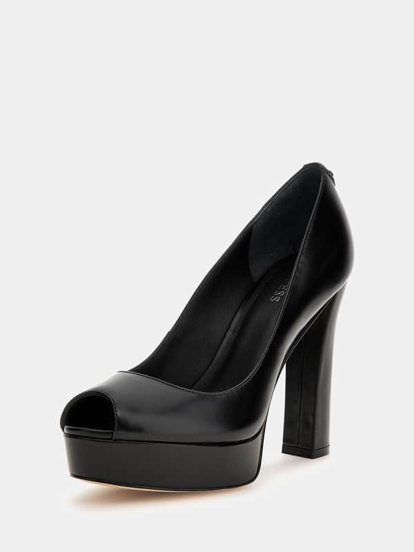 Guess Soza Leather Open-Toe Court Shoes