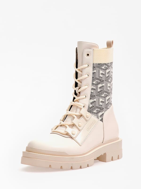Guess Odalis Combat Boots With G Cube Logo