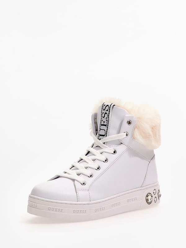 Guess Faux Fur Ruke High-Top Sneakers