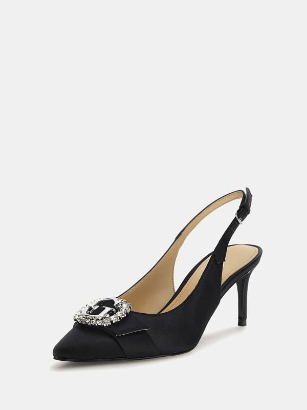 GUESS Escarpin Slingback Branca Satin