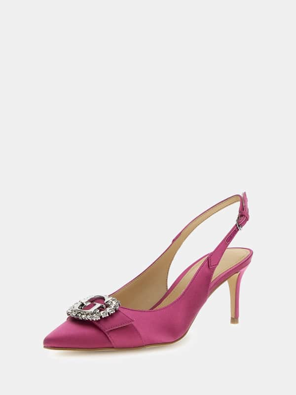 GUESS Escarpin Slingback Branca Satin