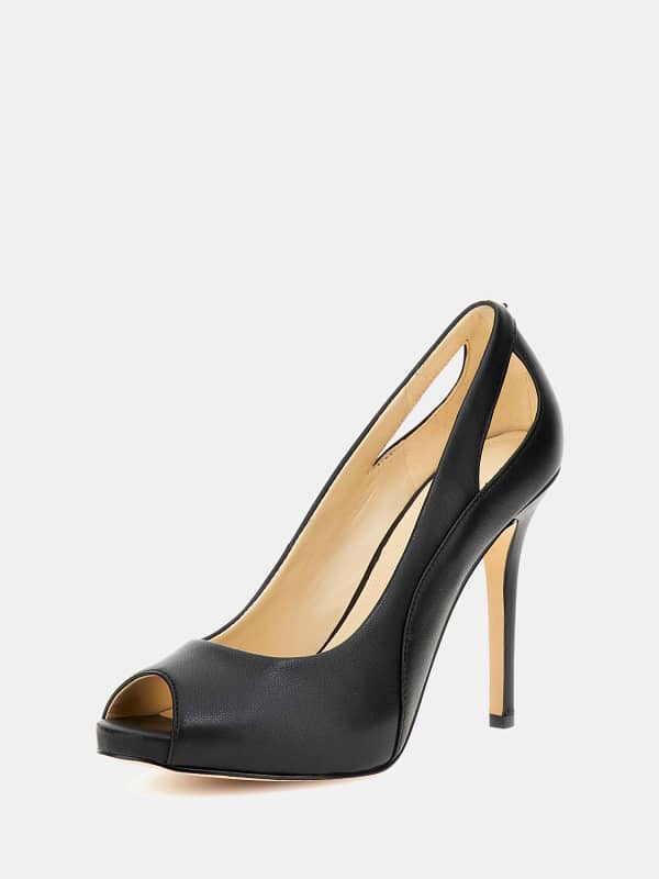 Guess Civina Leather Peep-Toe Court Shoes