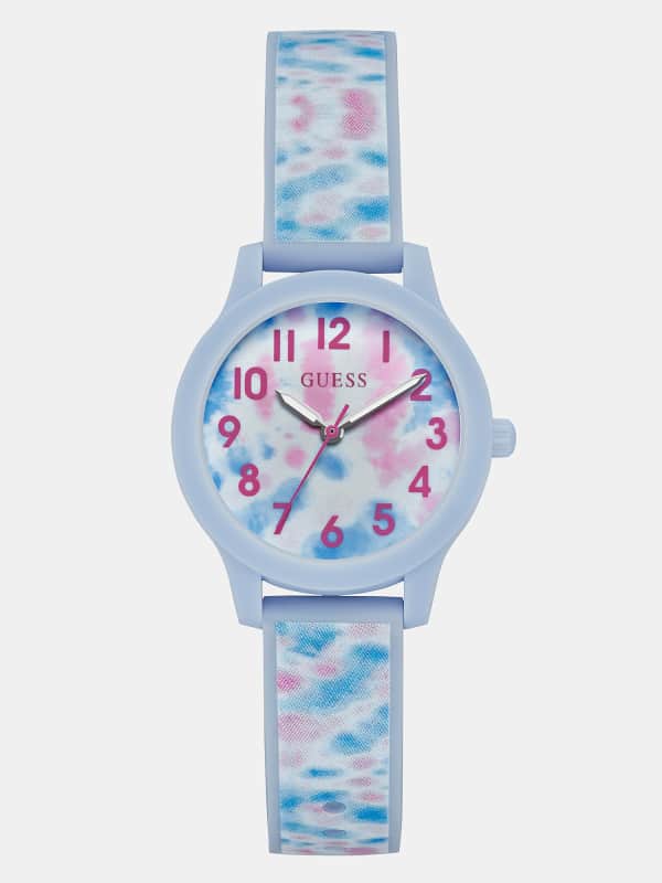 GUESS Analoog Horloge In Silicone Tye-Dye Print