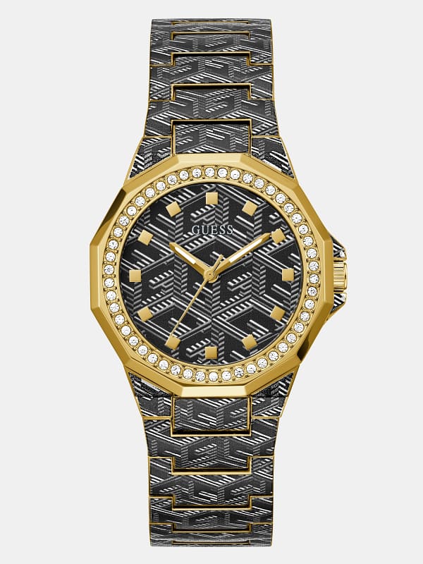 Guess Analogue Watch With All-Over G Cube Logo Print