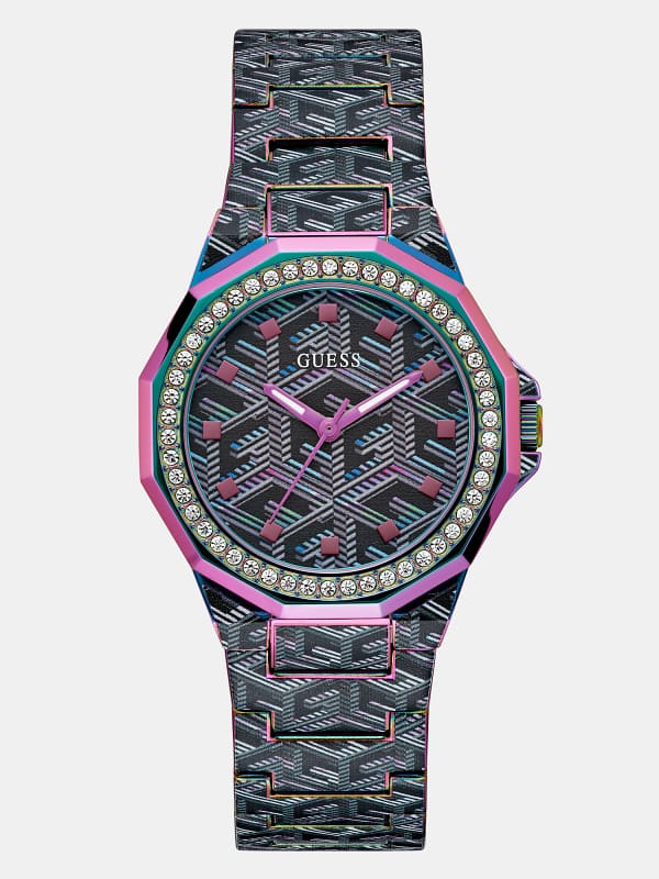 Guess Analogue Watch With All-Over G Cube Logo Print