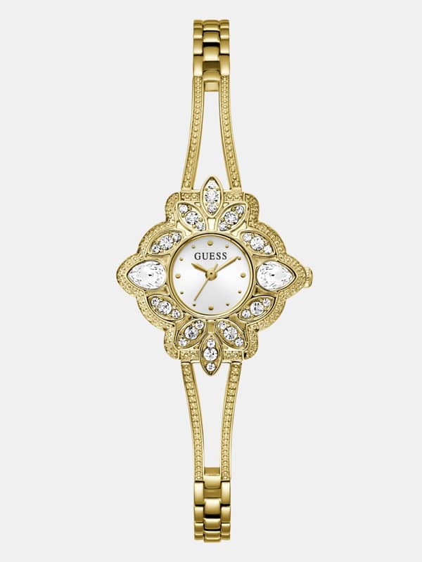 Guess Analogue Watch With Flower On Dial