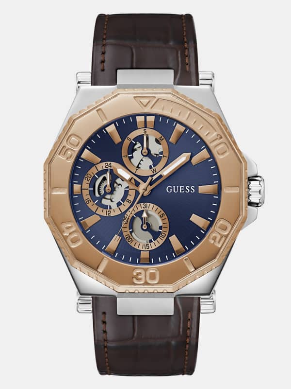 Guess Multi-Function Watch In Genuine Leather