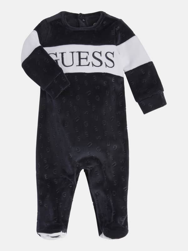 Guess Lattering Logo Embossed Chenille Overall