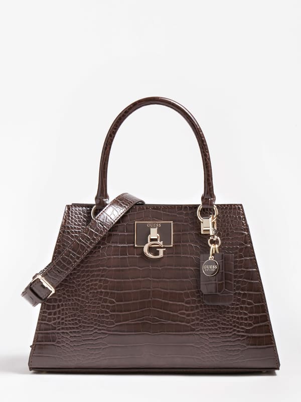 Guess Stephi Croc Print Handbag