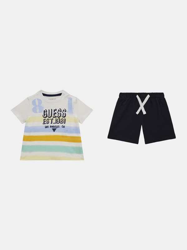 GUESS Set T-Shirt A Righe E Short