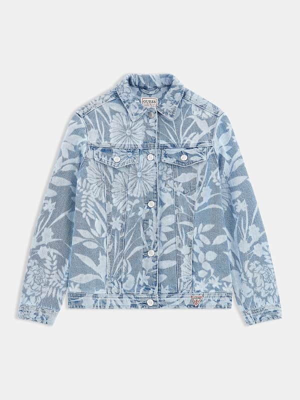 Guess All Over Foliage Print Denim Jacket