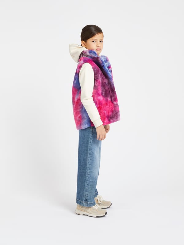 Guess Kids Graffiti Print Faux Fur Vest