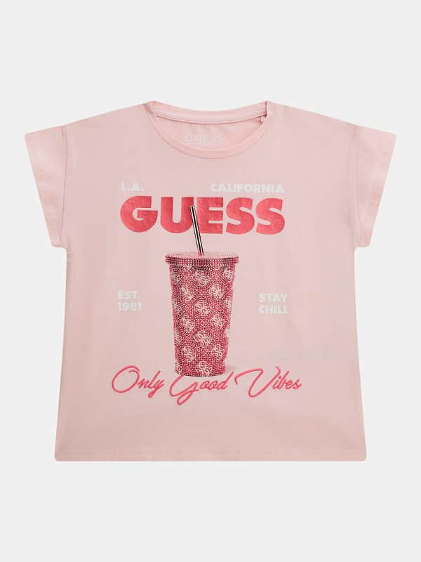 GUESS Stretch T-Shirt Met Print Voorkant