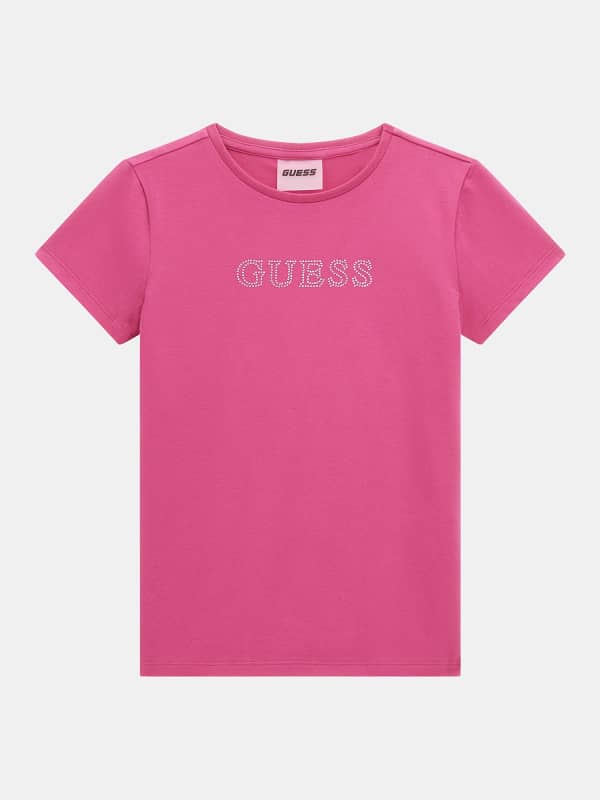 GUESS T-Shirt Met Strasstenen Logo Op De Voorkant