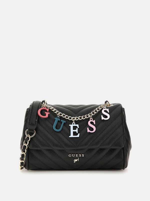 GUESS Borsa A Tracolla Catena Scritta Logo