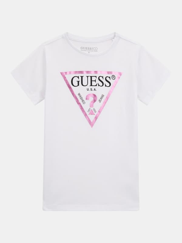 GUESS T-Shirt Driehoeklogo Gelamineerd Effect