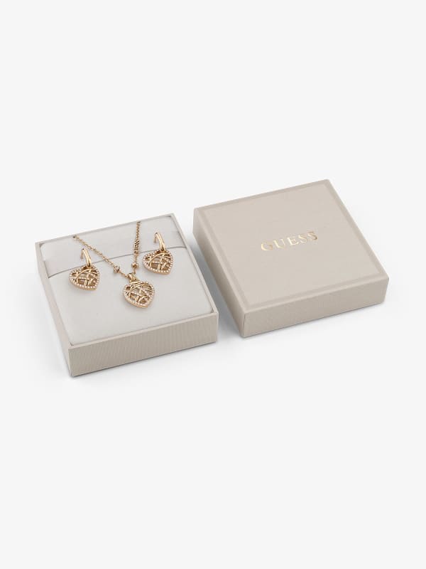 GUESS Coffret Collier Et Boucles Doreilles Heart Cage