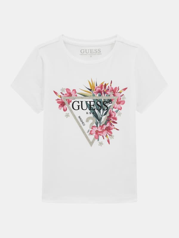 GUESS Camiseta Elástica Logotipo Flores