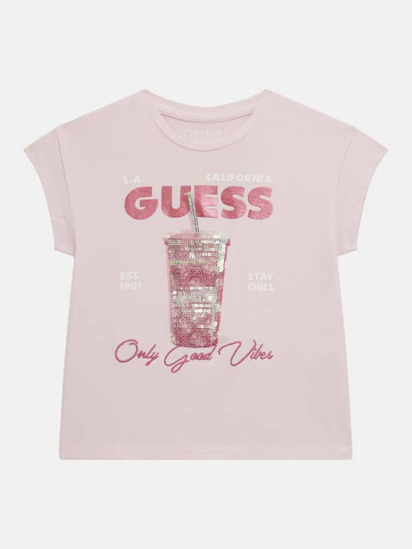 GUESS Stretch T-Shirt Met Print Voorkant