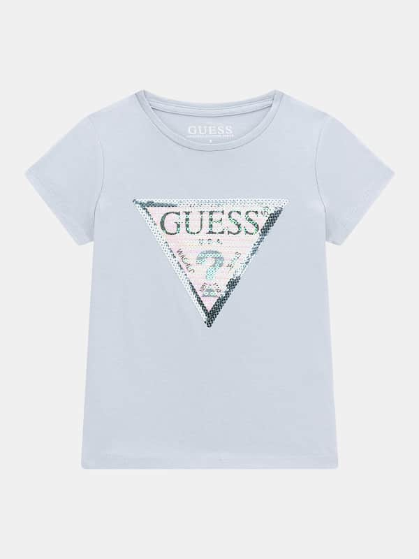 GUESS T-Shirt Logo Triangulaire Sequins Frontal