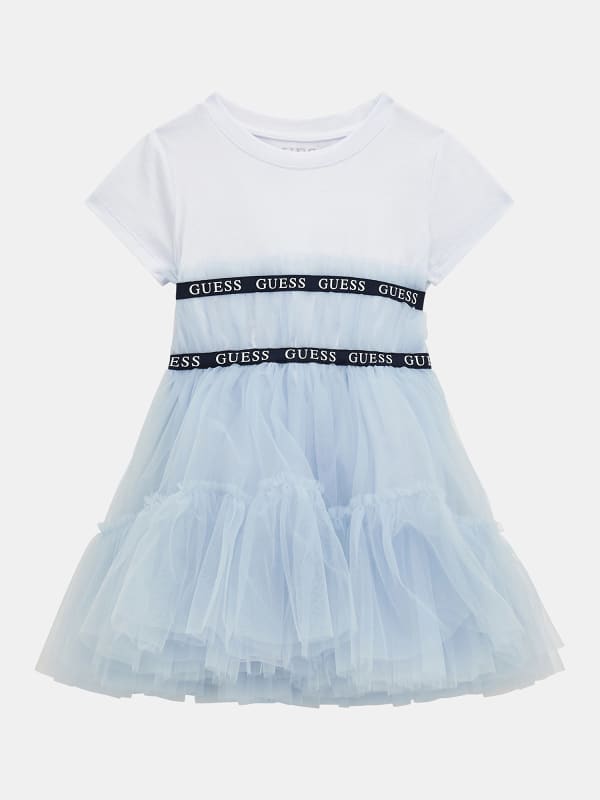 Guess Kids Mesh Ruffles Fit And Flare Dress