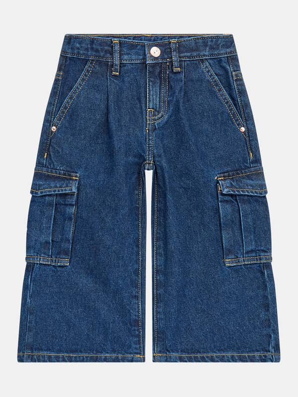 Guess Kids Mid Rise Cargo Denim Pant