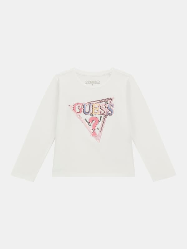 Guess Kids Sequins Triangle Logo Stretch T-Shirt