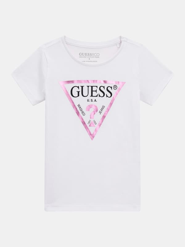 GUESS T-Shirt Driehoeklogo Gelamineerd Effect