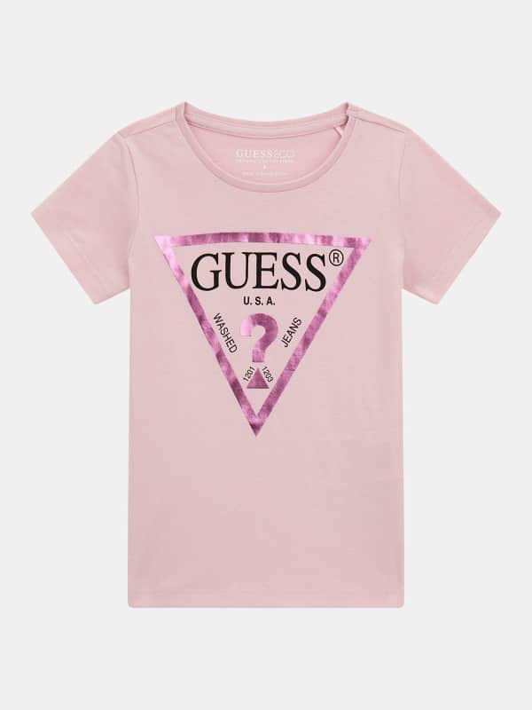 GUESS T-Shirt Driehoeklogo Gelamineerd Effect