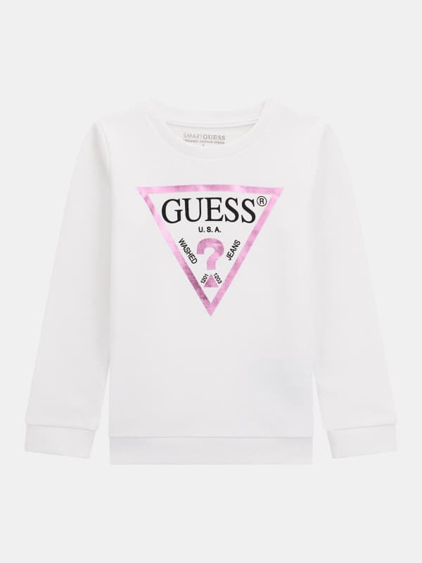 GUESS Sweatshirt Logodreieck Metallic-Optik