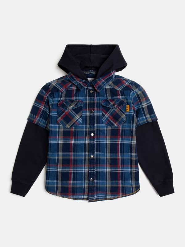 Guess Check Hooded Shirt