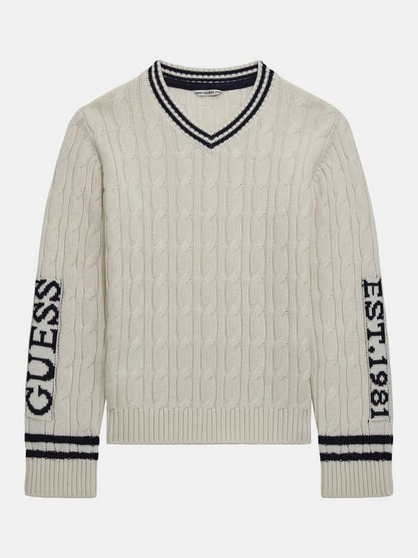 GUESS Maglia Trecce Logo Ricamato Laterale