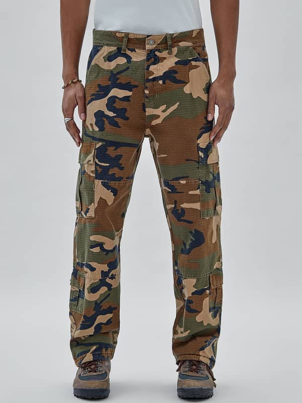 GUESS Pantalon Cargo Taille Moyenne Ripstop