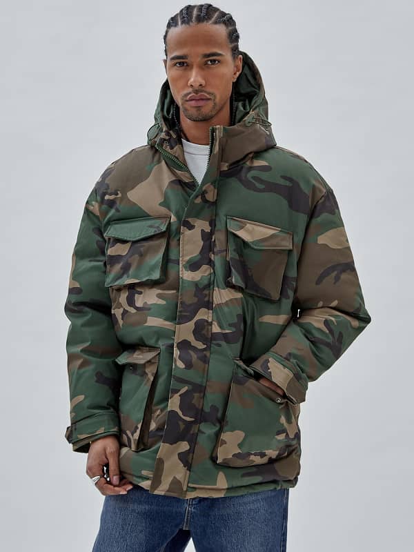 Guess All Over Camouflage Puffer