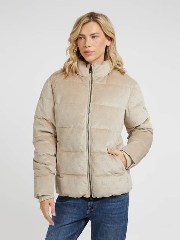 GUESS Samt-Steppjacke 4G-Logo