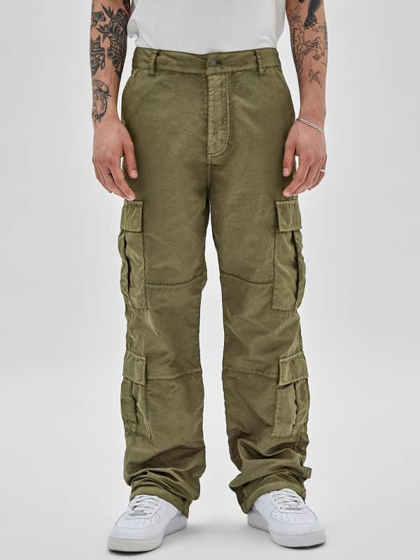 GUESS Pantalon Cargo En Nylon Lavé