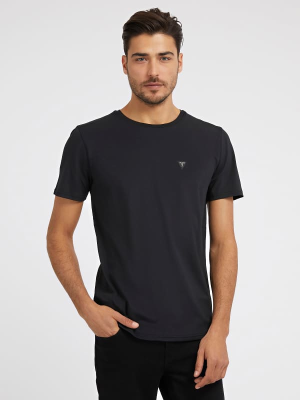 GUESS T-Shirt Driehoek Logo Patch Voorkant