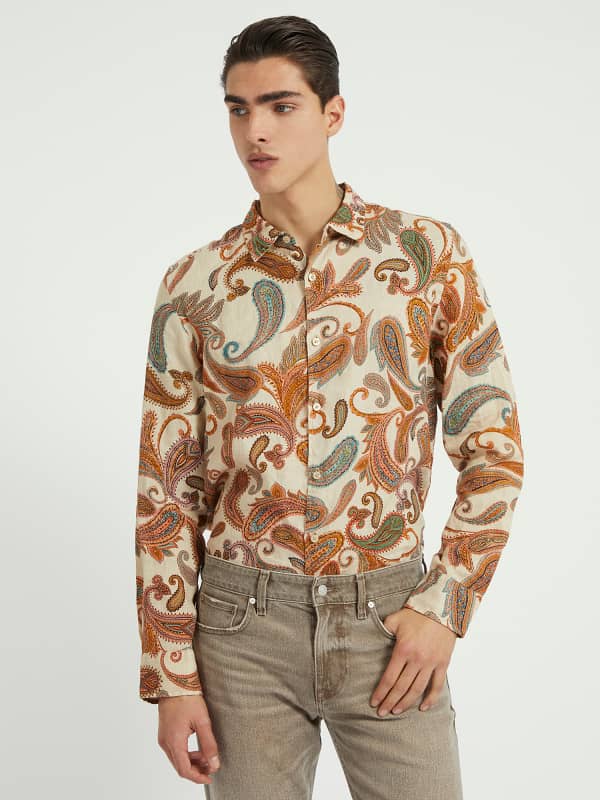 Guess Paisley Print Linen Shirt