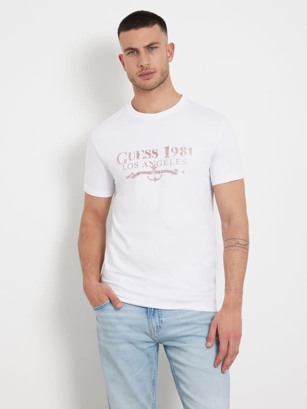 GUESS T-Shirt Stretch Stampa Frontale