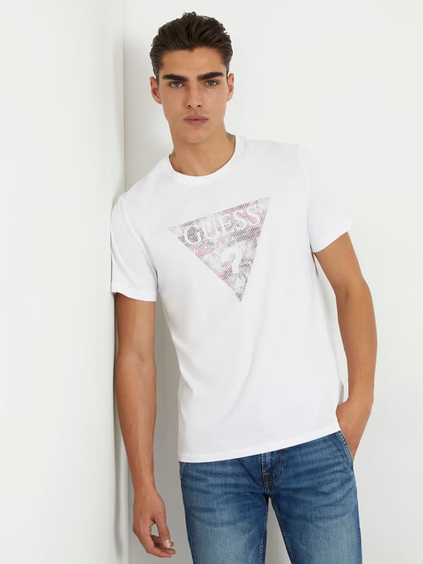 GUESS Stretch T-Shirt Met Driehoeklogo