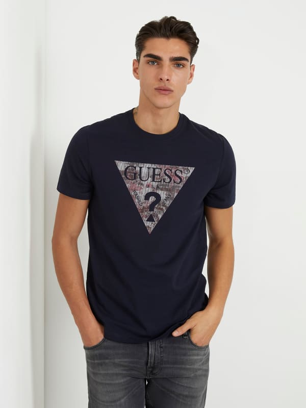 GUESS T-Shirt En Stretch Avec Logo Triangle