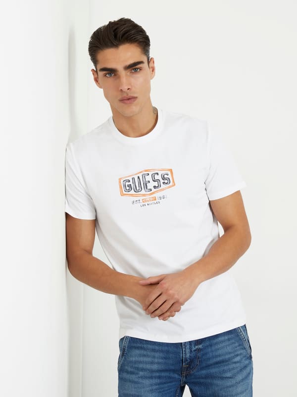 GUESS Stretch T-Shirt Met Logo Op De Voorkant