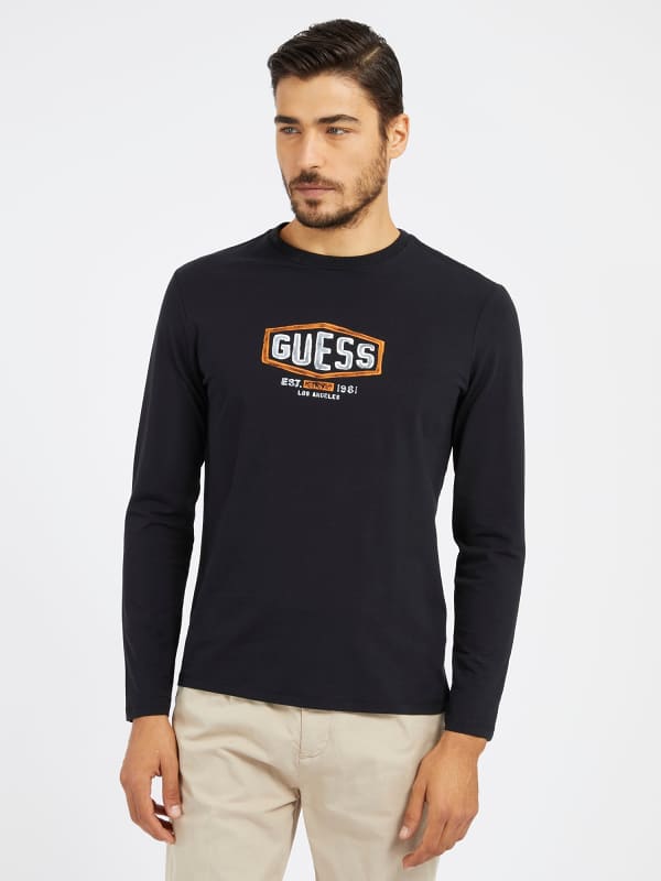 GUESS Stretch T-Shirt Met Logo Op De Voorkant