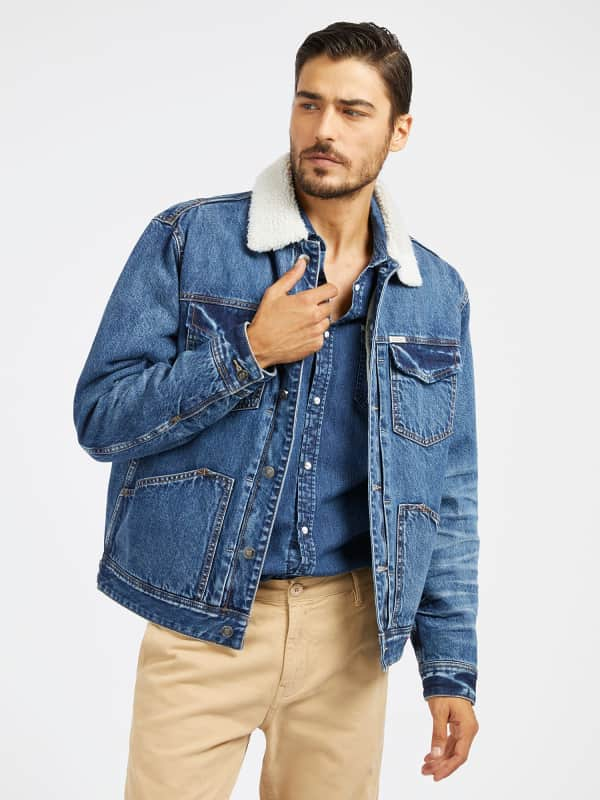 Guess Sherpa Collar Denim Jacket