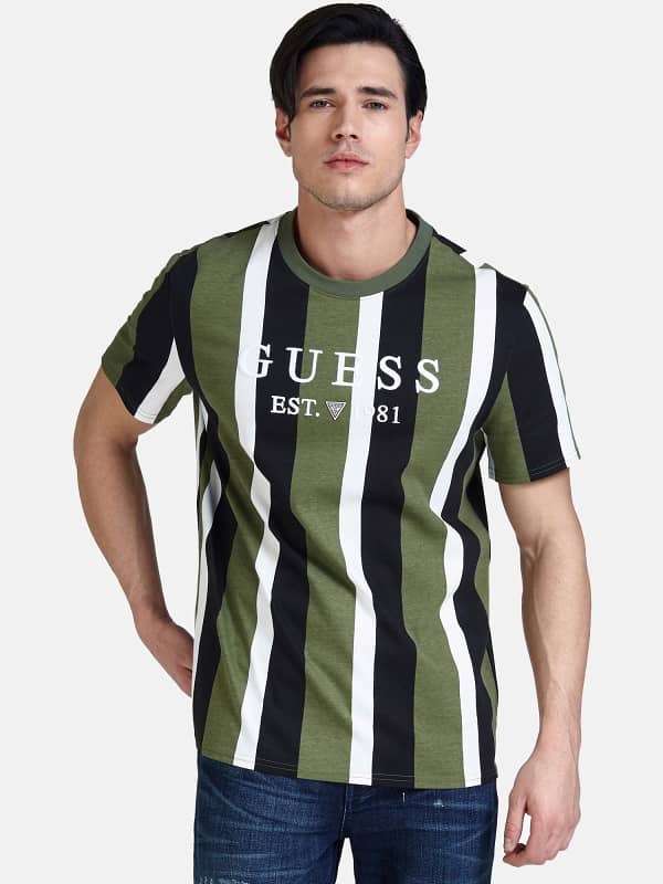 guess stripe motif t shirt