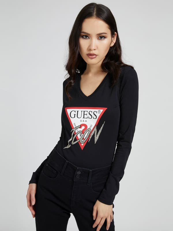 GUESS T-Shirt Logo Strass