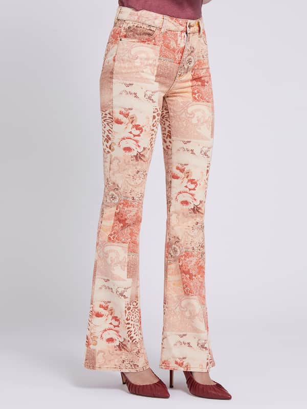 GUESS Flared Denim Broek Print All-Over