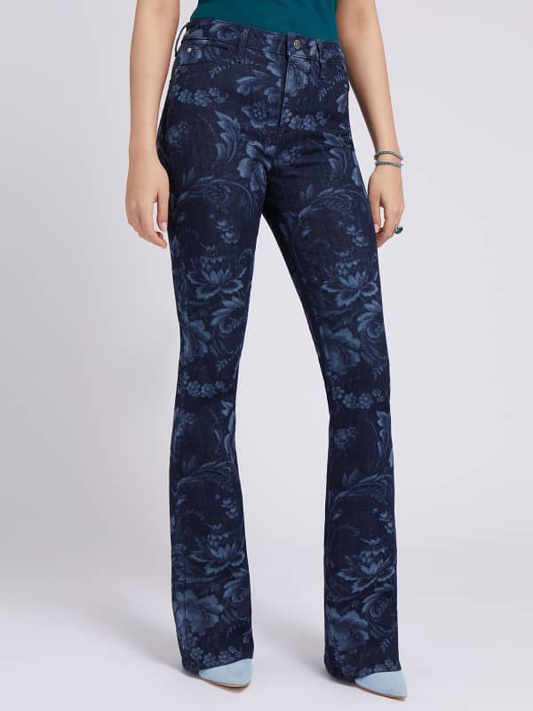 Guess Flower Print Flare Denim Pant